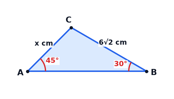 A triangle diagram showing a triangle with two angles and one side.