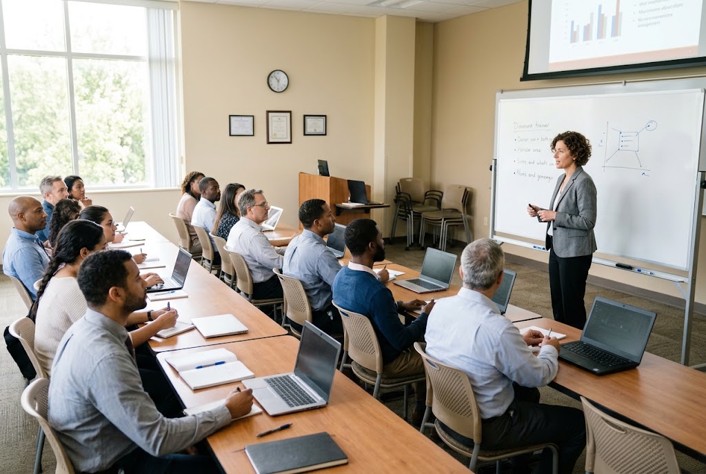 Off-the-job: a course away from the workplace.