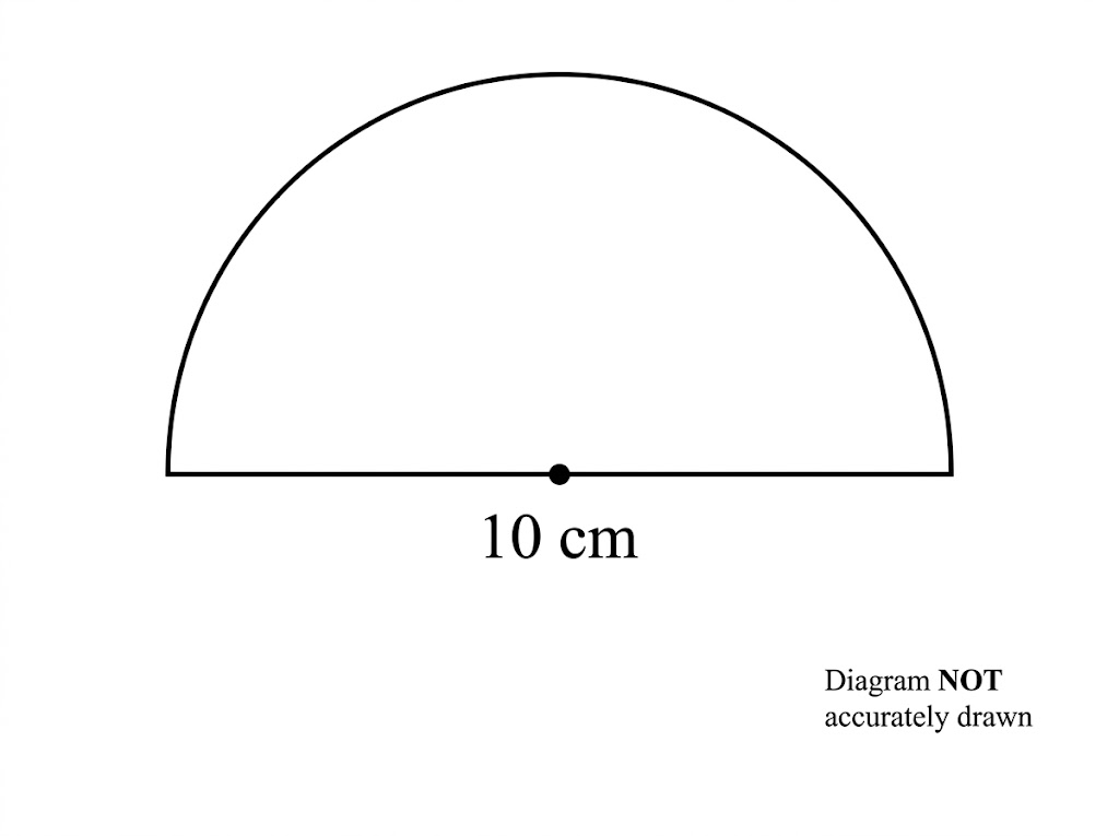 A semicircle with a straight edge of 10 cm.